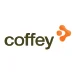 Coffey logo with green lowercase text and orange symbol